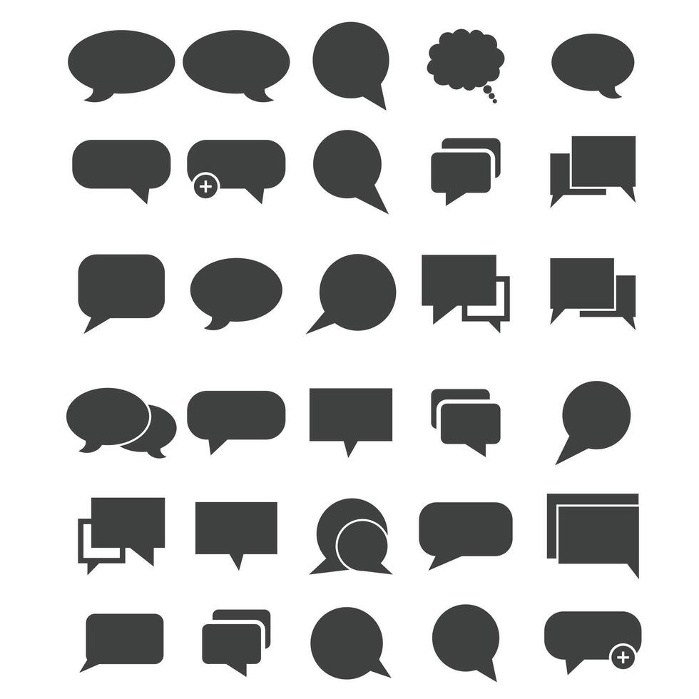 Black Speech bubble set, speech balloon, chat bubble line art icon for apps and websites vector