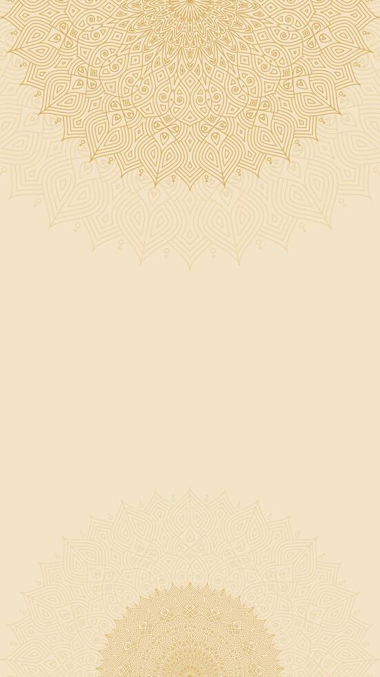 Simple Minimalist Luxurious Intricate Mandala Frame Blank Vertical Background in Subtle Soft Gold and Beige Tones vector