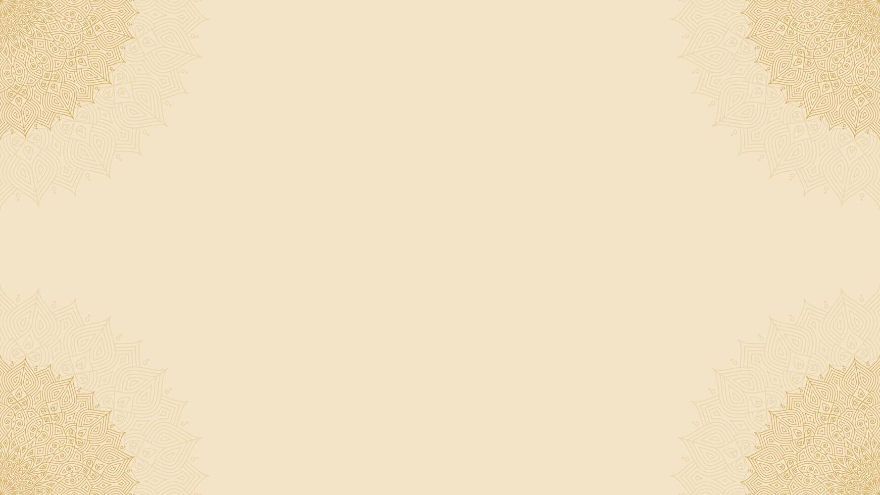 Simple Clean Intricate Mandala Blank Horizontal Background With Border Pattern Layout And Elegant Details in Gold vector