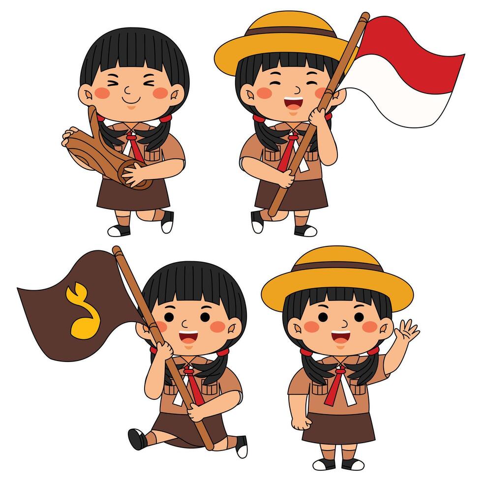 Kawaii Girl Kid Scout Student Activity vector