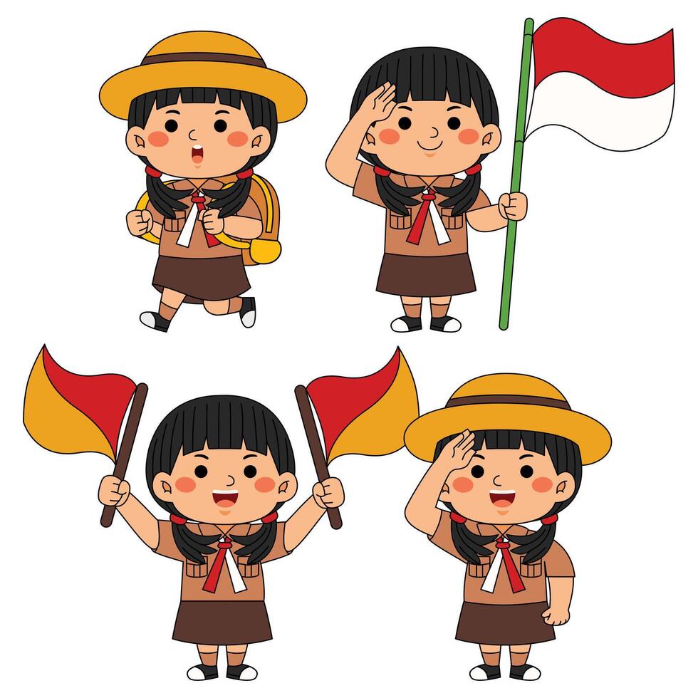 Kawaii Girl Kids Scout Student Activity vector