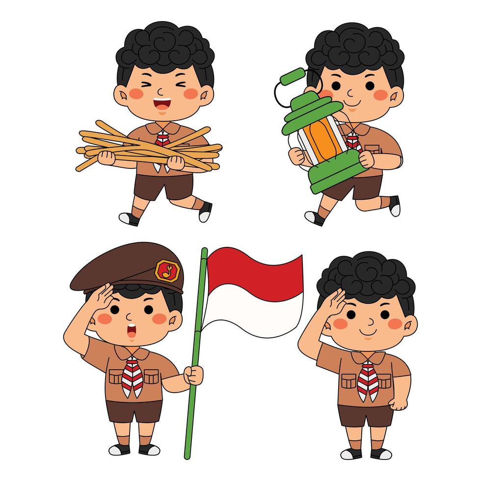 Kawaii Boy Kids Scout Student Activity vector