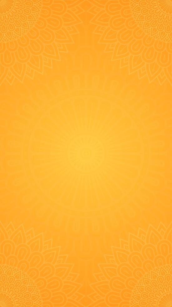 Simple Radiant Subtle Delicate Mandala Patterns on Yellow Orange Gradient Blank Vertical Background vector