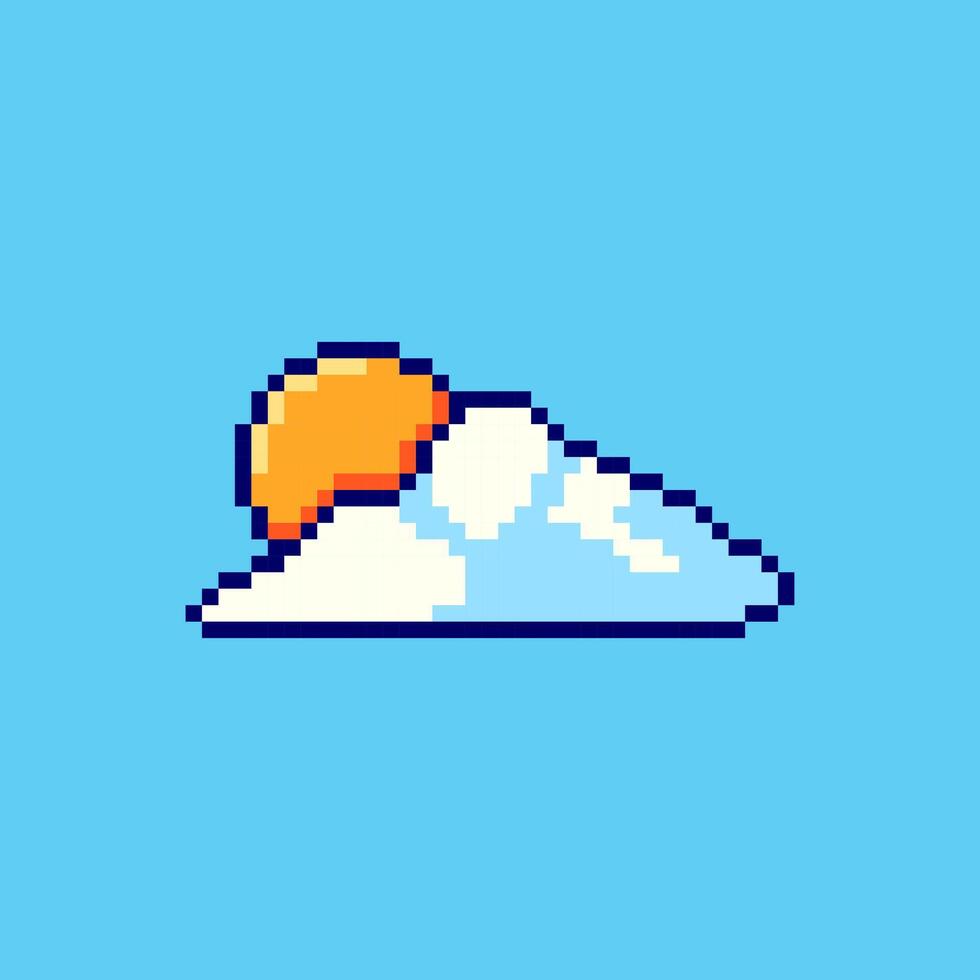 Pixel art Sunny Cloud Icon game asset design vector