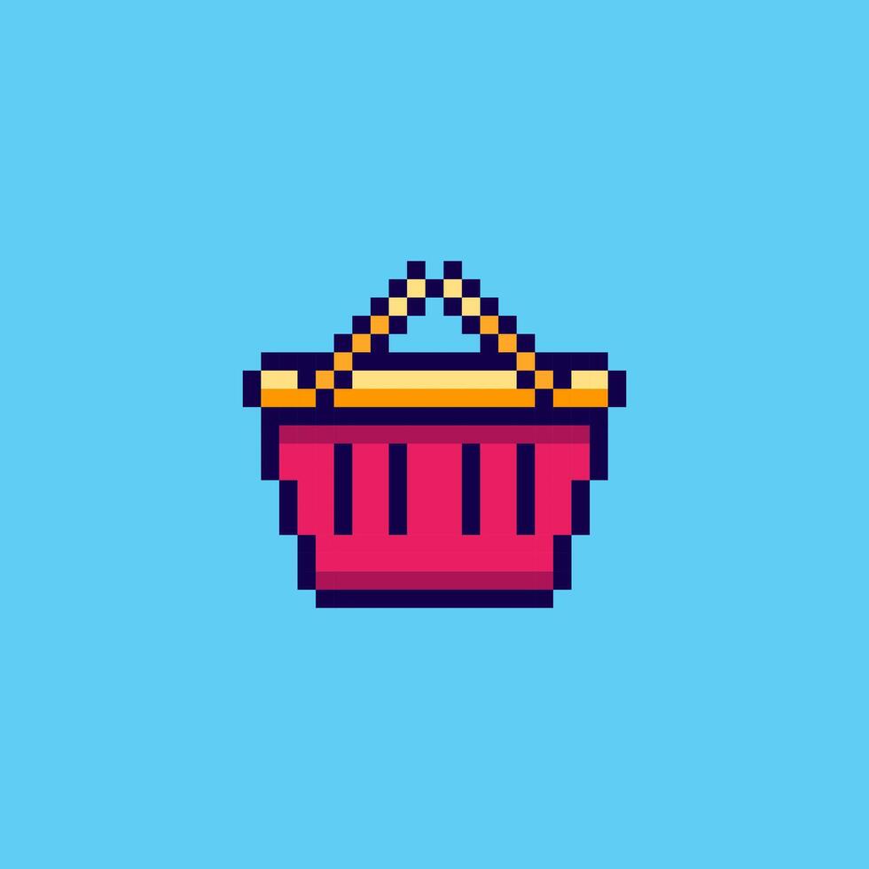 Pixel art Shopping Basket game asset design vector