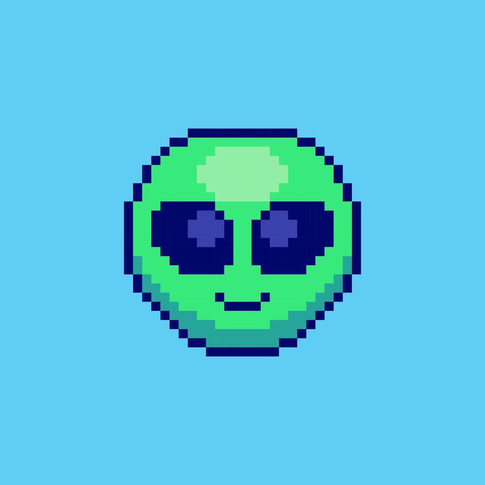 Pixel art Cute Alien Face game asset design vector