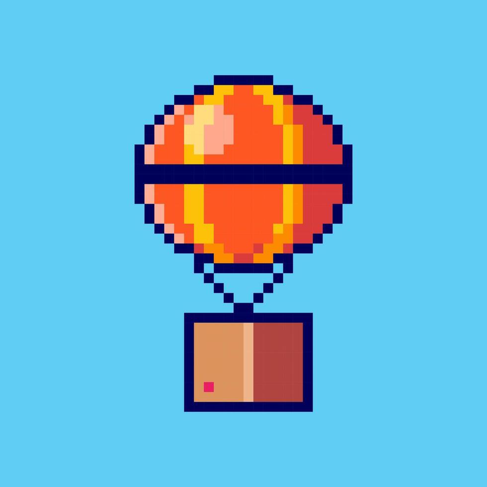 Pixel art Hot Air Balloon Delivery game asset design vector