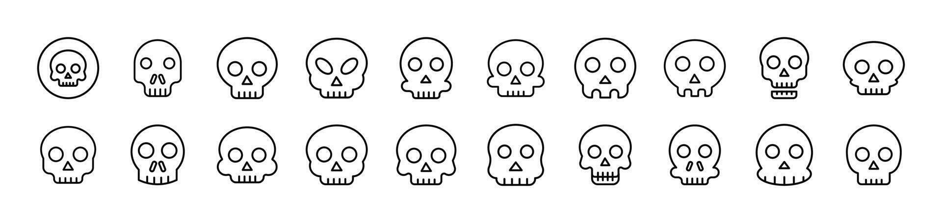 Skull and Bone Related Icon Set. Editable Stroke. Suitable for Web Sites, Books, Cards, Apps vector