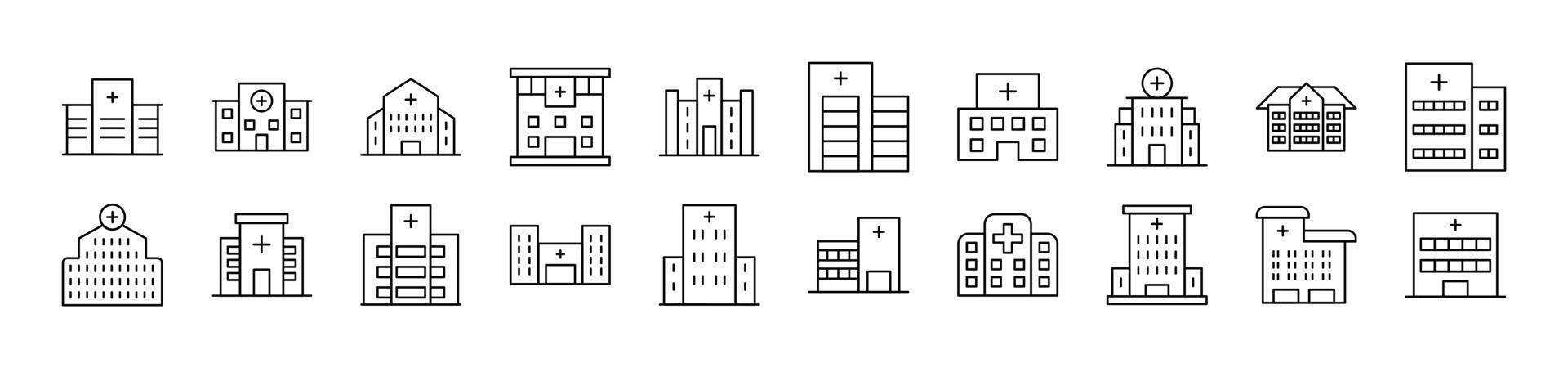 Hospital Set of Thin Icons. Editable Stroke. Suitable for Web Sites, Books, Cards, Apps vector