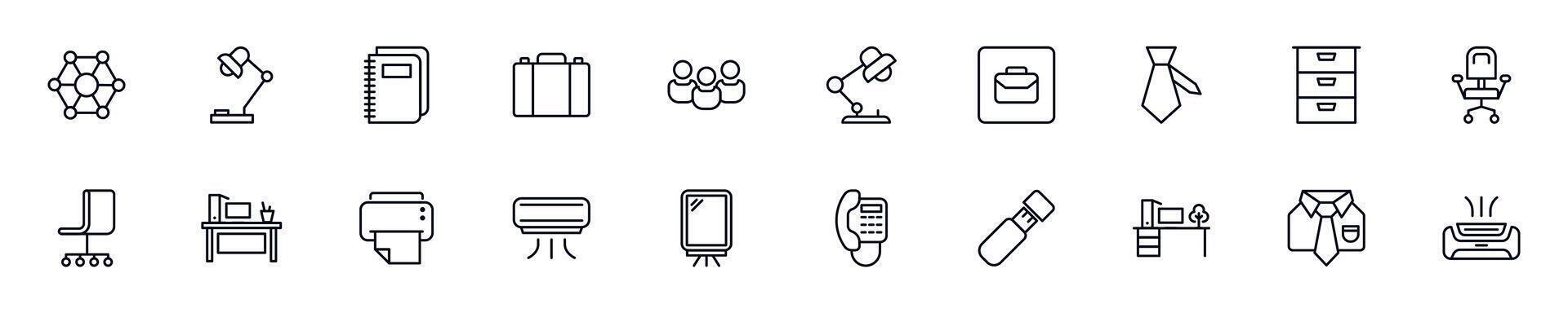 Office images collection. Simple linear illustration that can be used as a design element for apps and websites vector