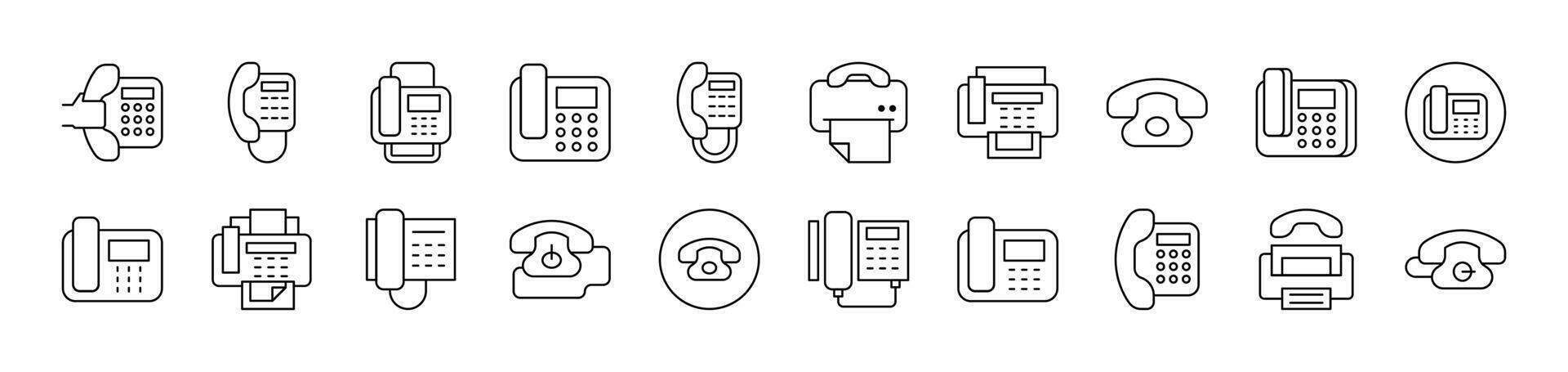 Phone and Fax Related Icon Set. Editable Stroke. Suitable for Web Sites, Books, Cards, Apps vector