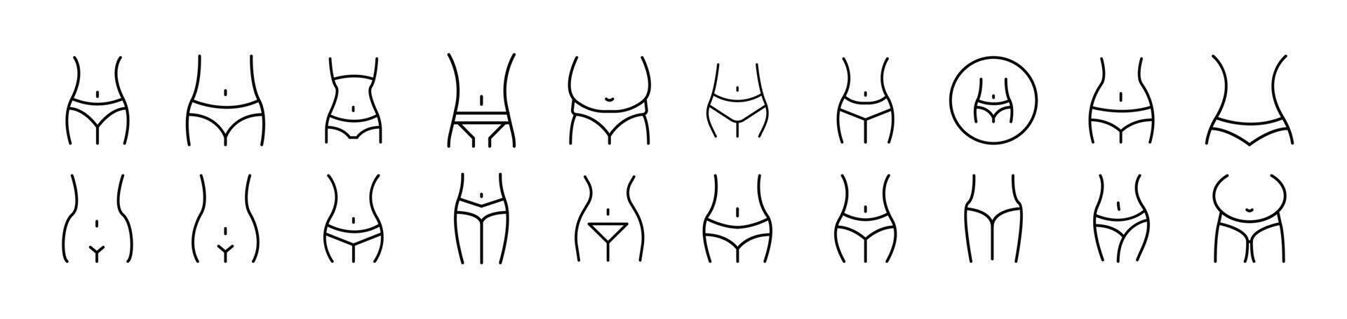 Waist Simple Isolated Line Icons Collection. Editable Stroke. Suitable for Web Sites, Books, Cards, Apps vector