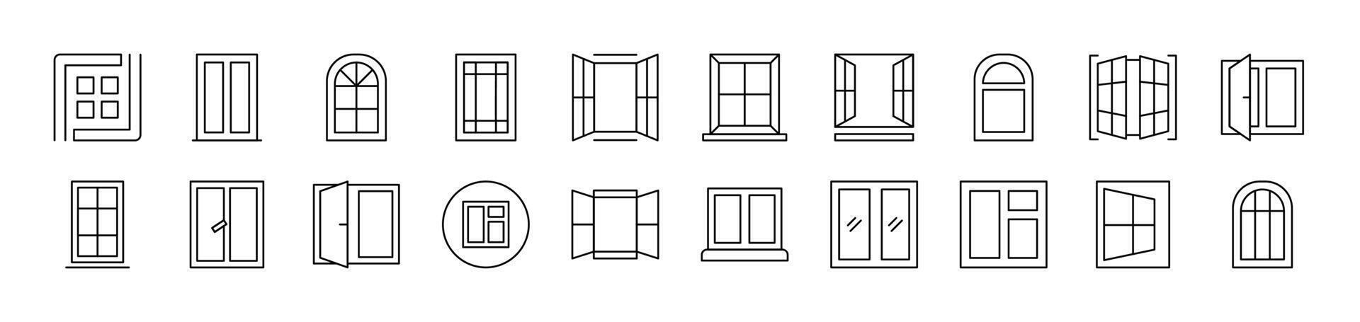 Collection of Thin Icons of Windows. Editable Stroke. Suitable for Web Sites, Books, Cards, Apps vector