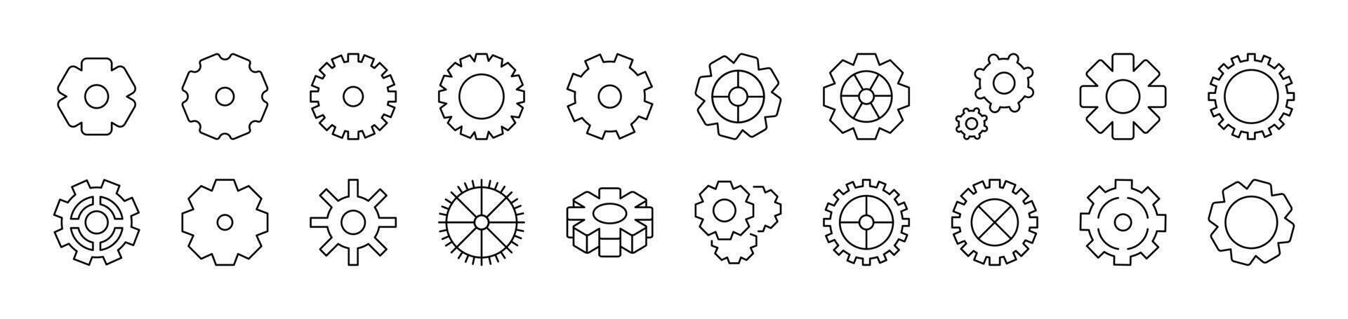 Cogwheel as Mechanism Outline Icon Collection. Editable Stroke. Perfect for Infographics, Articles, Books, Flyers, Banners vector