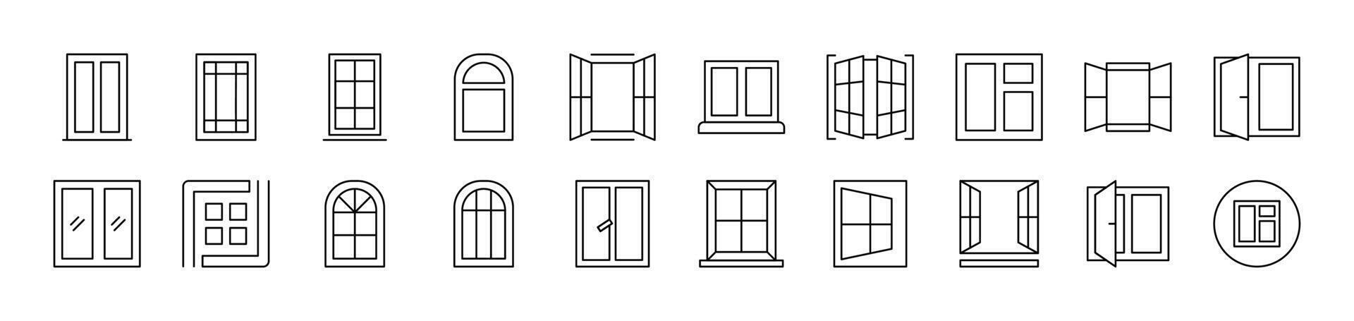 Windows Related Line Icons for Web Sites, Books, Cards, Apps. Editable Stroke. Suitable for Web Sites, Books, Cards, Apps vector