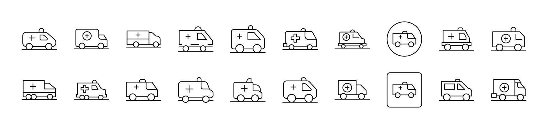Ambulance Set of Thin Icons. Editable Stroke. Suitable for Web Sites, Books, Cards, Apps vector