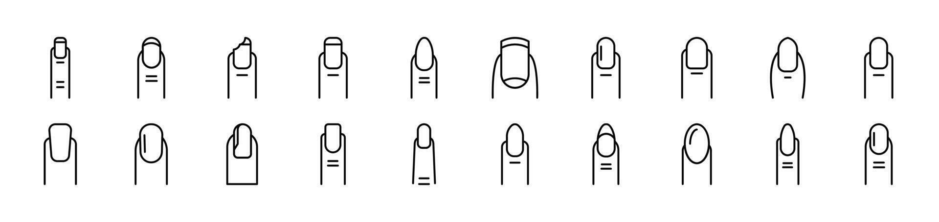 Nail Outline Simple Linear Image Collection. Editable Stroke. Suitable for Web Sites, Books, Cards, Apps vector