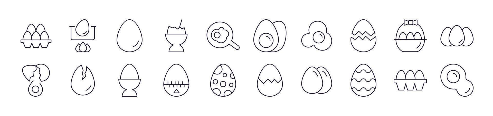 Collection of Outline Symbols of Eggs Drawn with Thin Line for apps, web sites, banners, infographics and other types of design vector