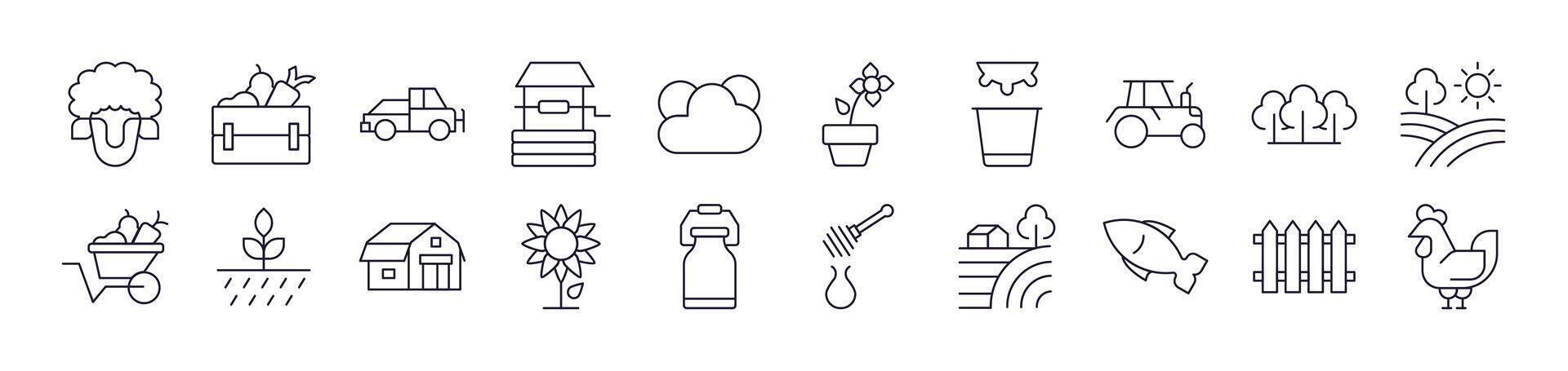 Collection of Signs of Field, Farm, Garden for apps, web sites, banners, infographics and other types of design vector