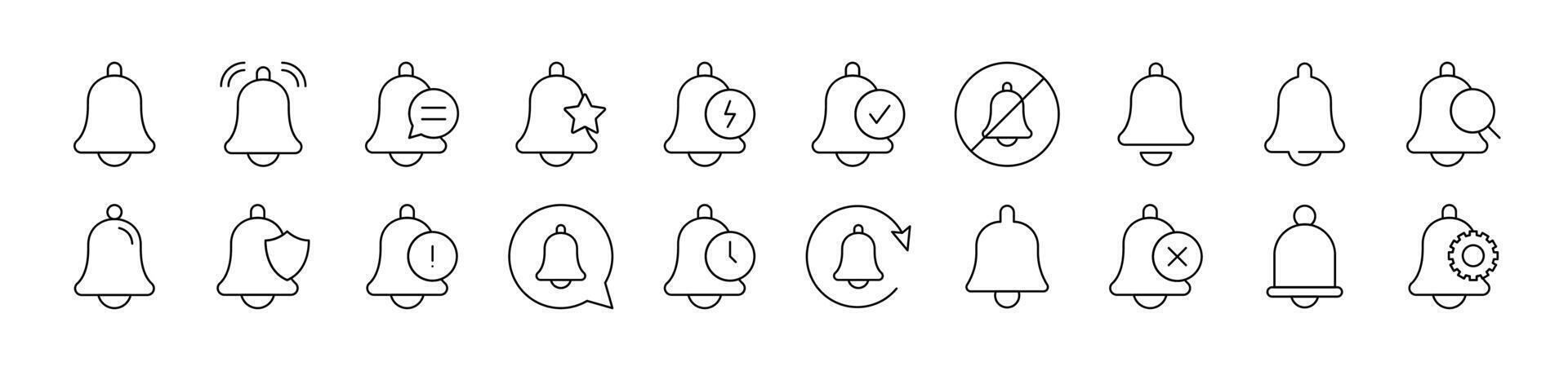Ring, Bell Outline Image Collection. Editable Stroke. Perfect for Infographics, Articles, Books, Flyers, Banners vector