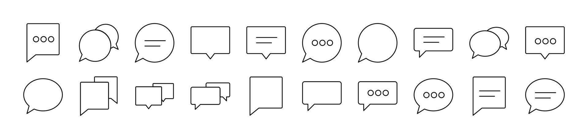 Speech Bubble as Communication and Dialogue Outline Image Collection. Editable Stroke. Perfect for Infographics, Articles, Books, Flyers, Banners vector