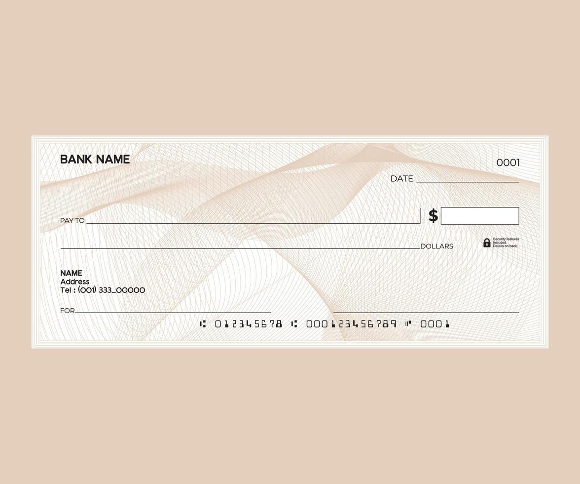 Bank cheque design with guilloche vector