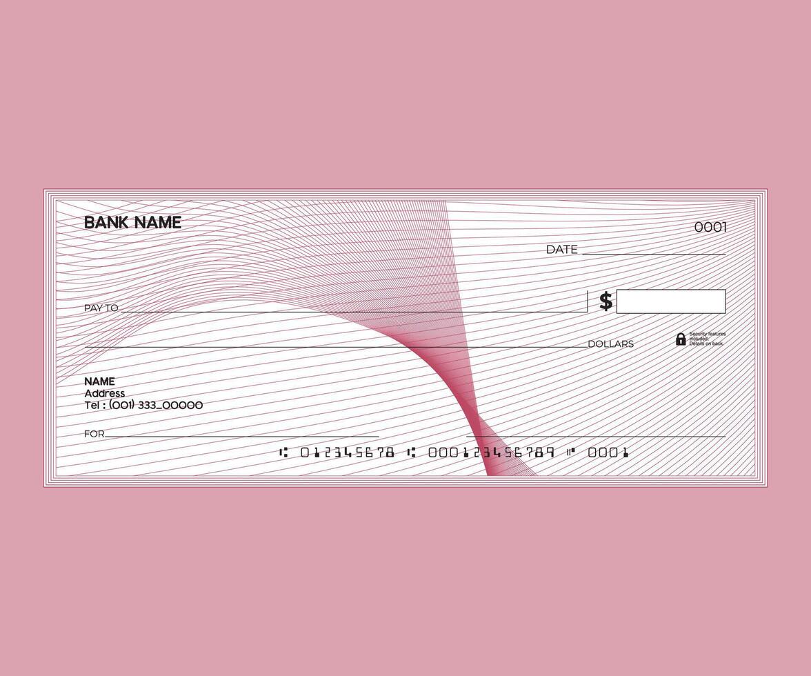 Bank cheque design guilloche background vector