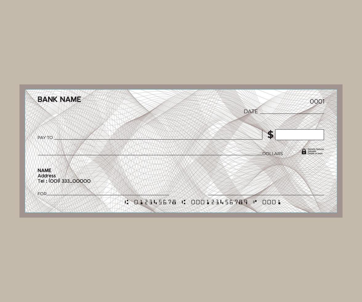 Bank cheque design USD guilloche background vector