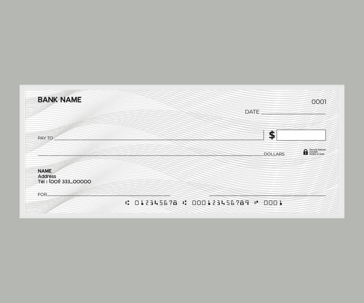 Bank cheque design with guilloche background vector