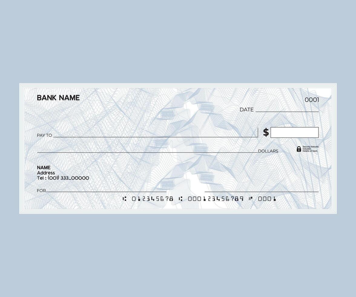 Blank Bank cheque design guilloche background vector