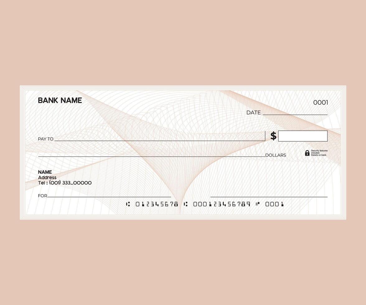 a blank check with a guilloche design vector