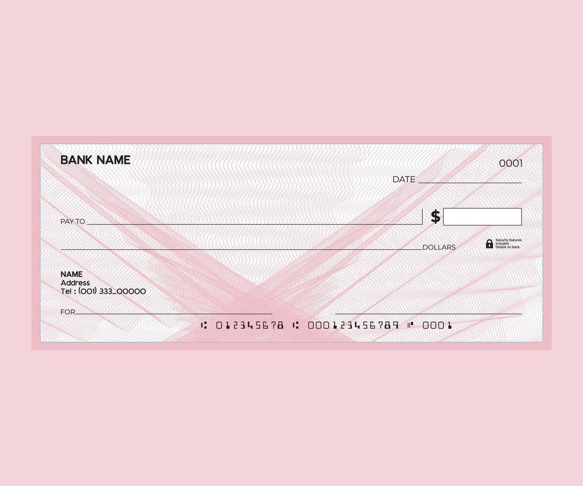 Bank cheque design with guilloche pattern vector