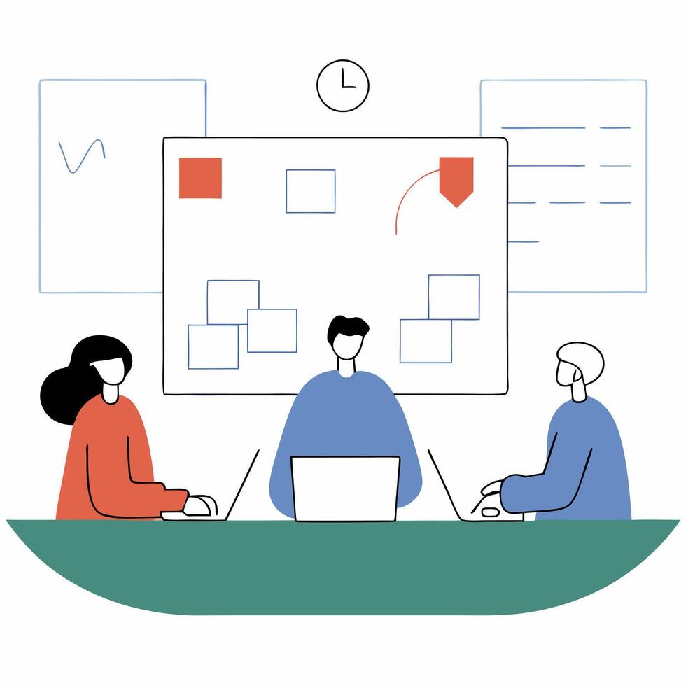 People creating content image. Flat style. vector