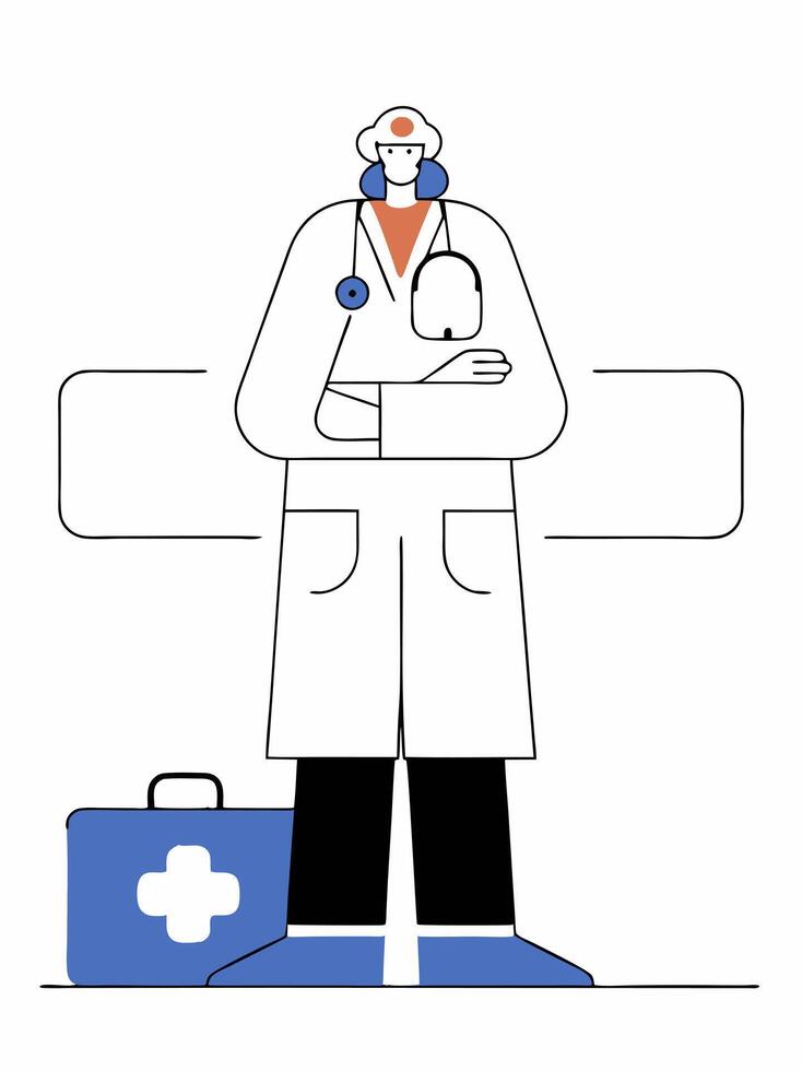 A doctor in a hospital. Minimalistic flat image. vector