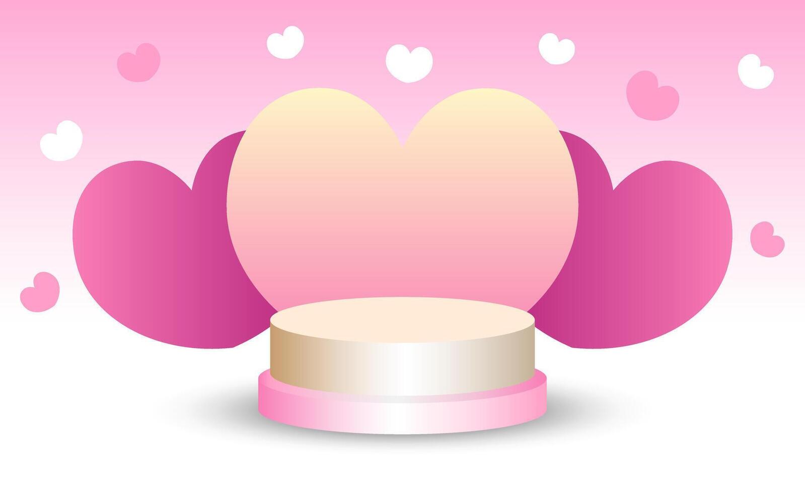 Beautiful romantic love heart stage podium background for display products vector