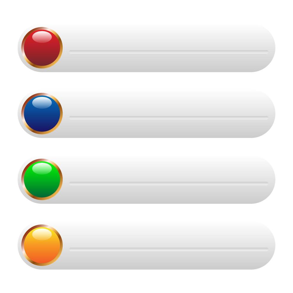 Colorful round buttons with rectangular frames on isolated background vector