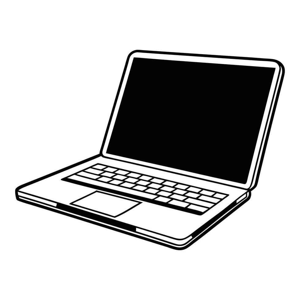 Simple Line Art Illustration of a Desktop Laptop vector