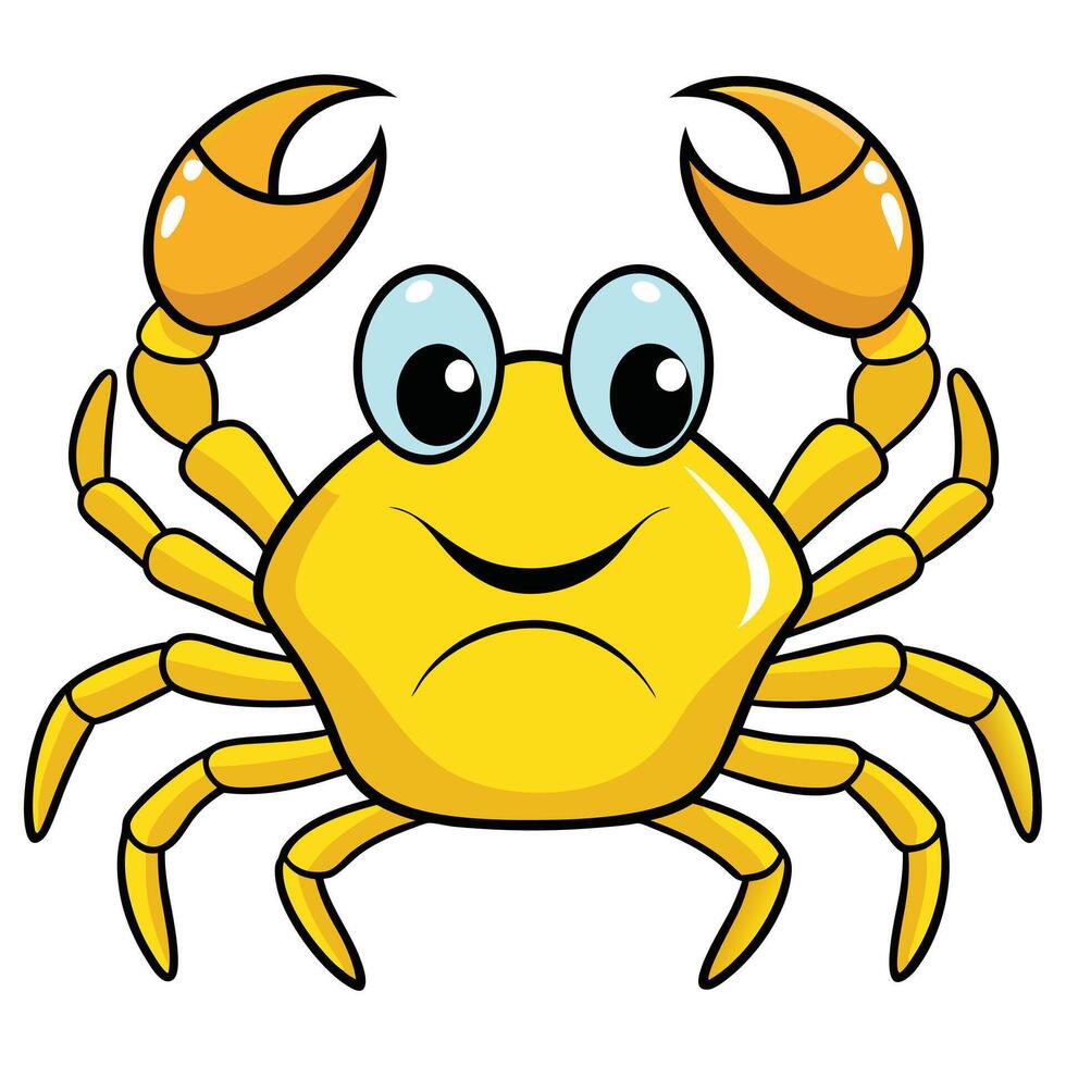 Yellow crab in cartoon design vector