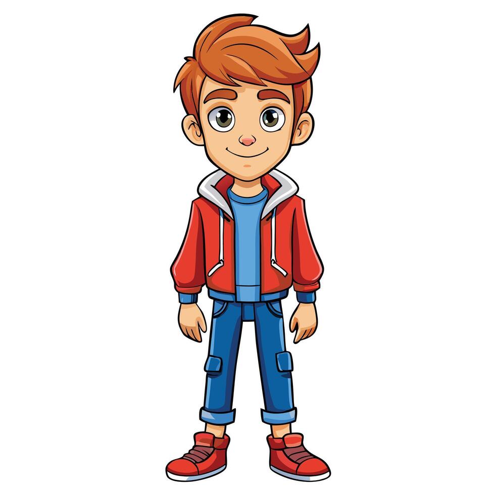 Boy in red jacket vector
