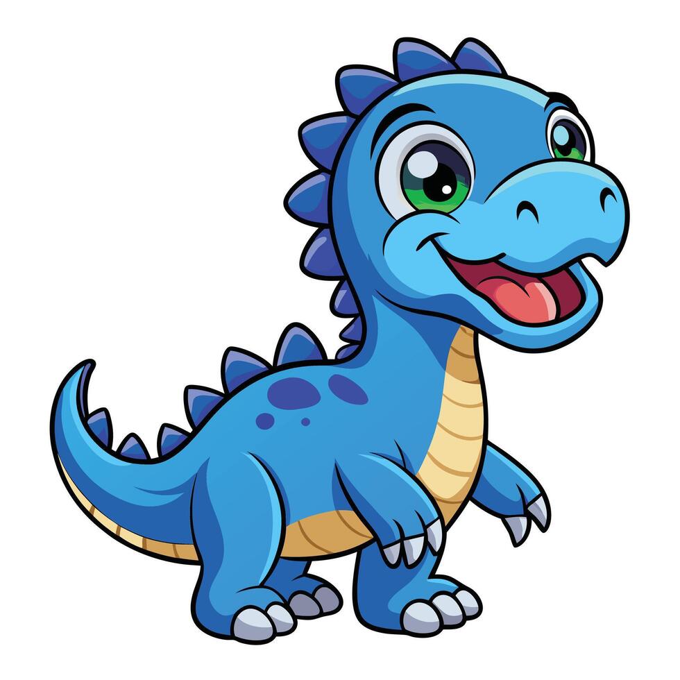 baby blue dinosaur cartoon vector