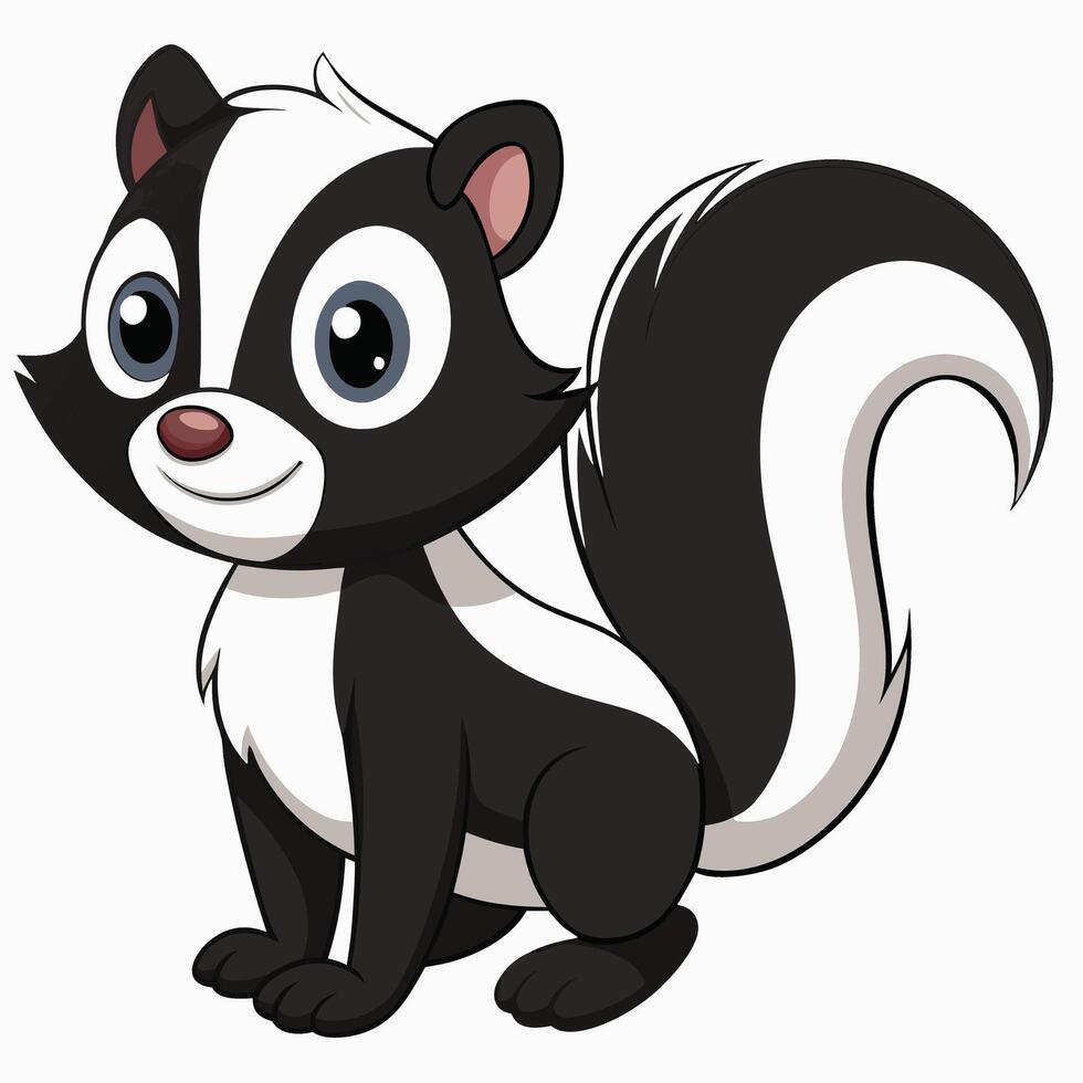 Cute skunk cartoon on white background vector
