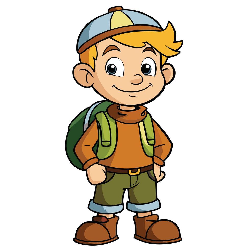 Cute student cartoon character vector