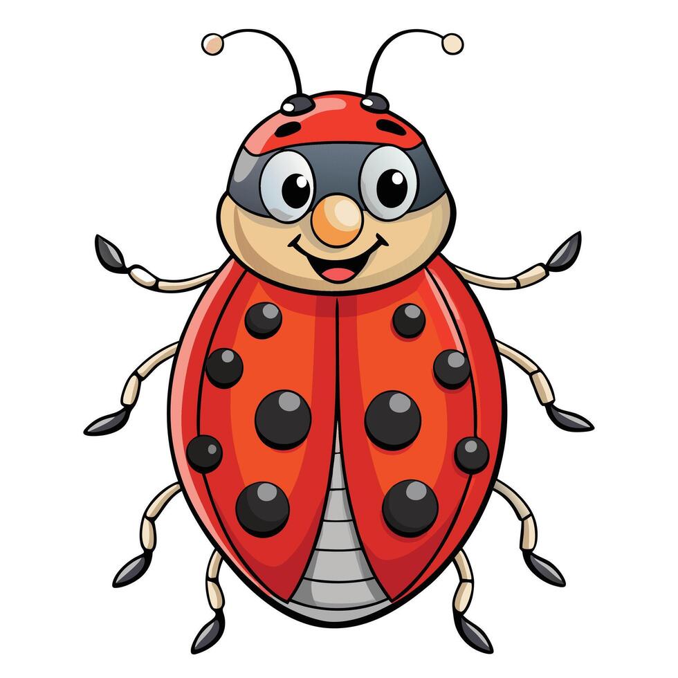 Red ladybug cartoon isolated on white background vector