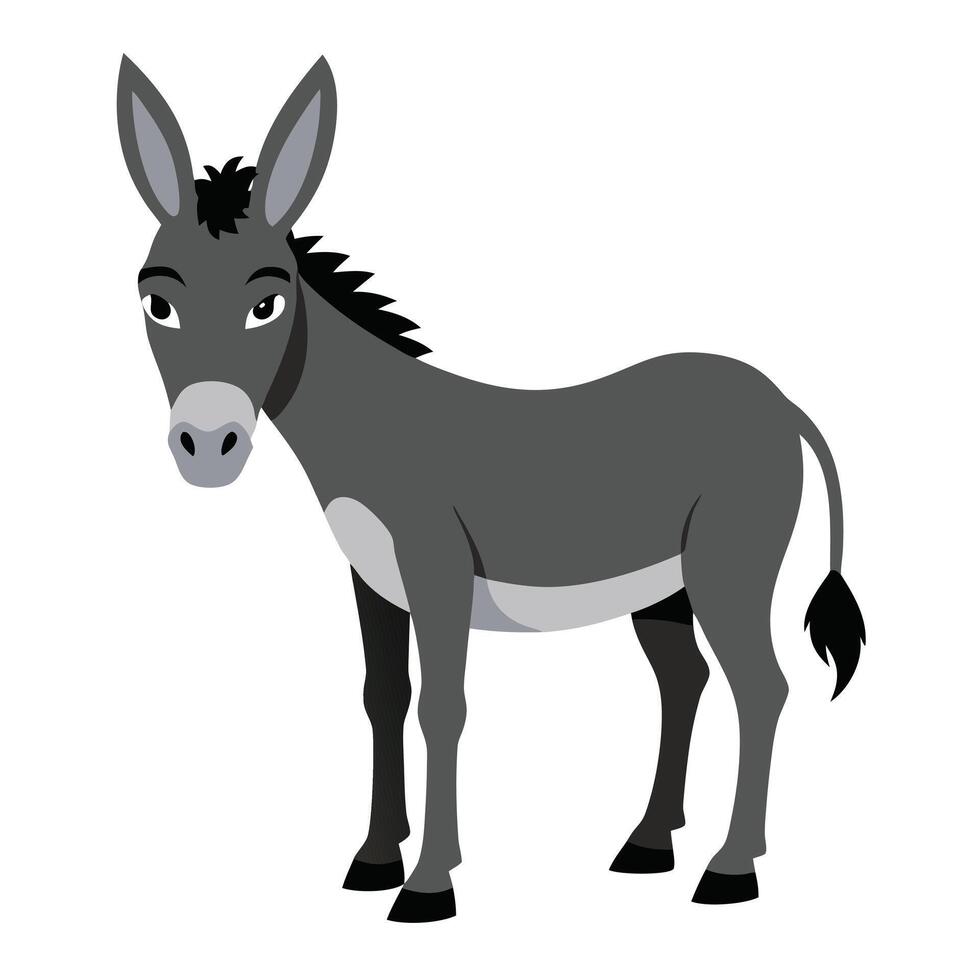 Donkey Cartoon Character Standing in Side View vector