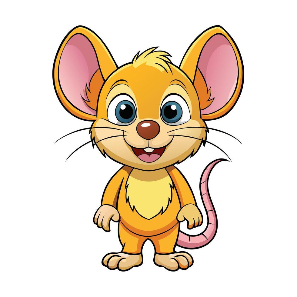 Cute Little Mouse with Big Ears Cartoon Character vector