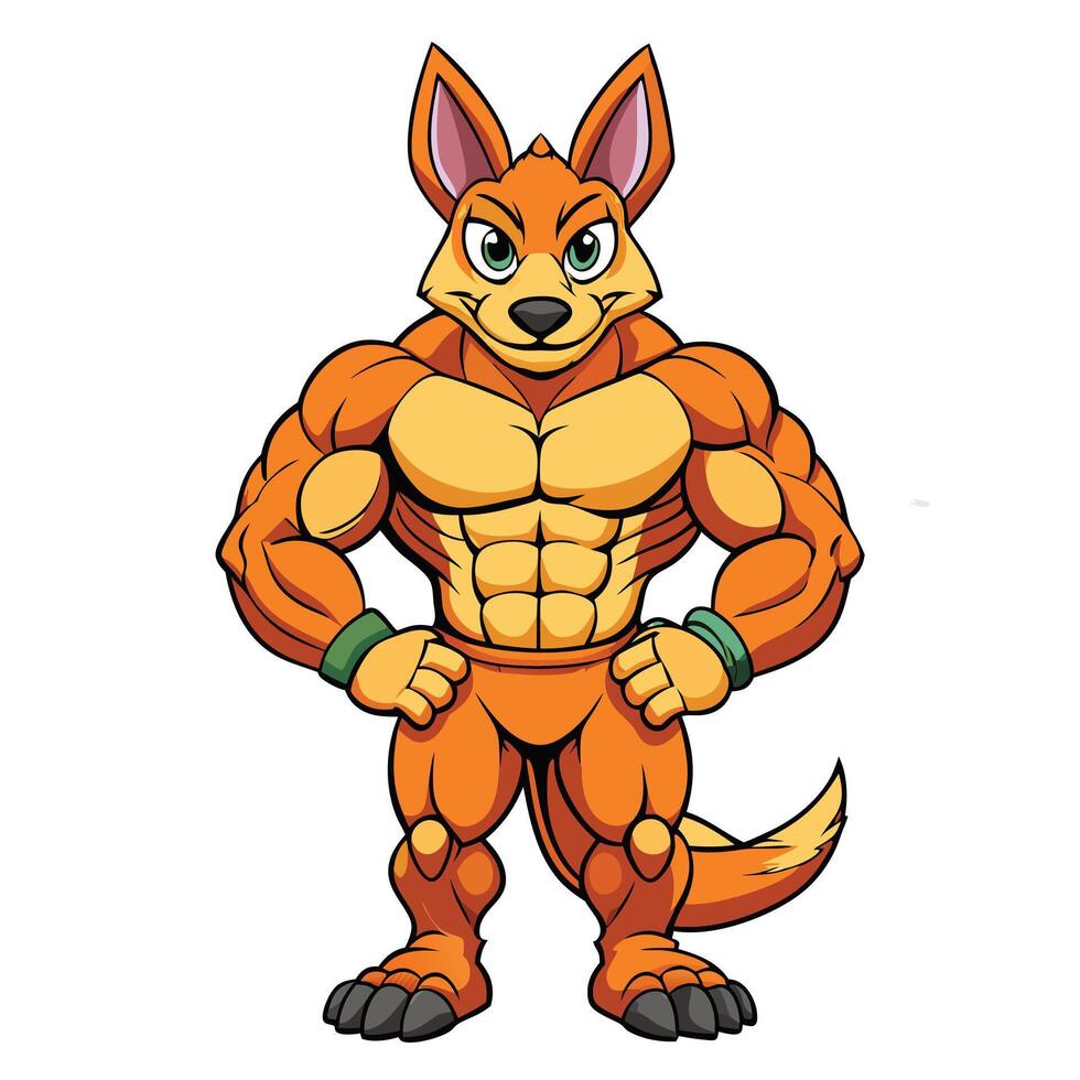 Muscular kangaroo cartoon character vector