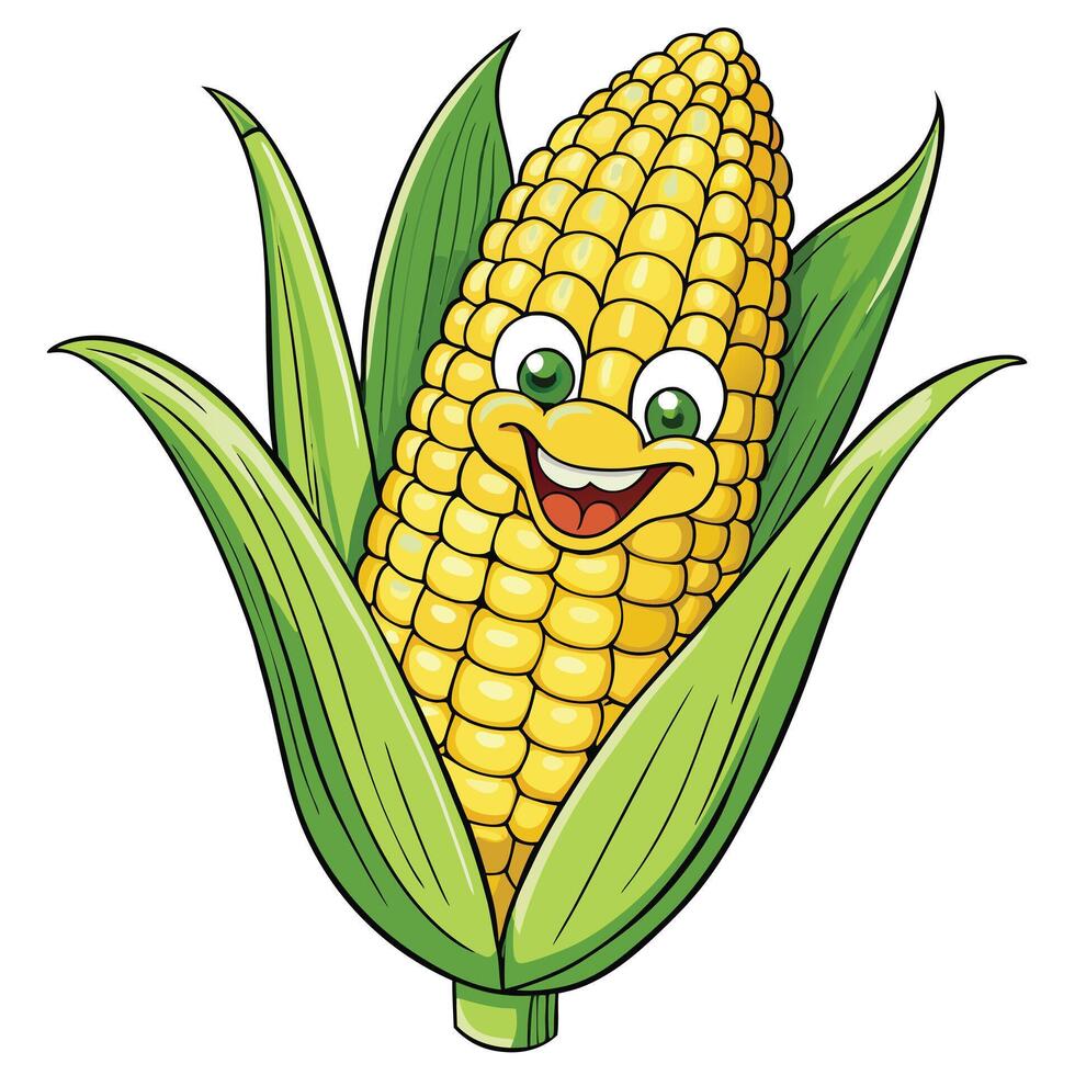 Happy Cartoon Corn Character vector