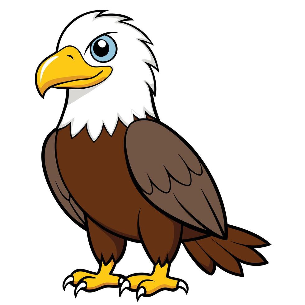 Cute Eagle Bird Cartoon Icon Illustration. Animal Nature Icon Concept Isolated vector