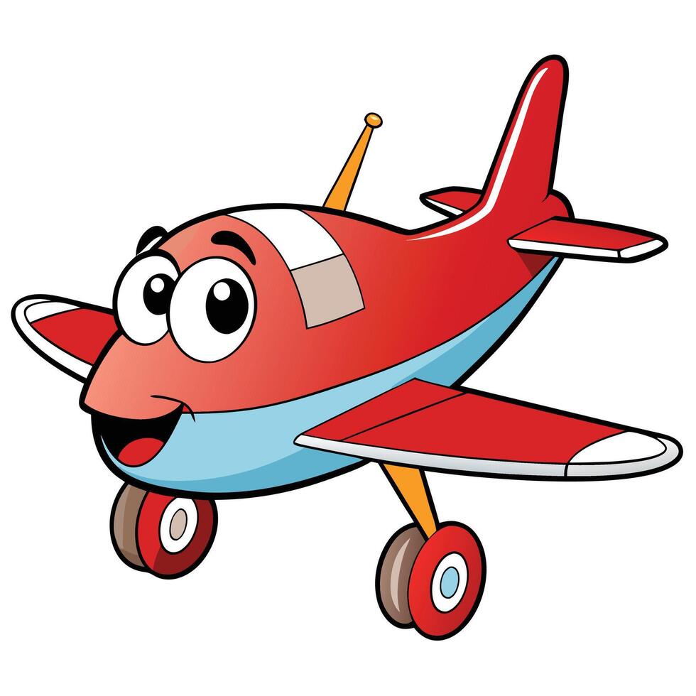 Happy Cartoon Airplane Character vector