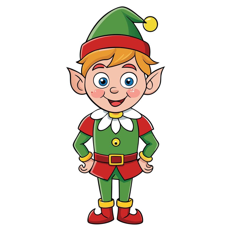 Christmas elf cartoon character vector